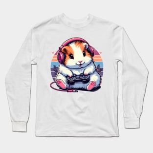Funny Cute Guinea Pig Cavy Hamster Video Game Controller Cavy Girl Player Long Sleeve T-Shirt